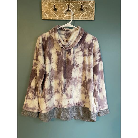 Como Vintage Purple Tie Dye Pullover Cowl Neck Soft Sweater - Picture 1 of 5
